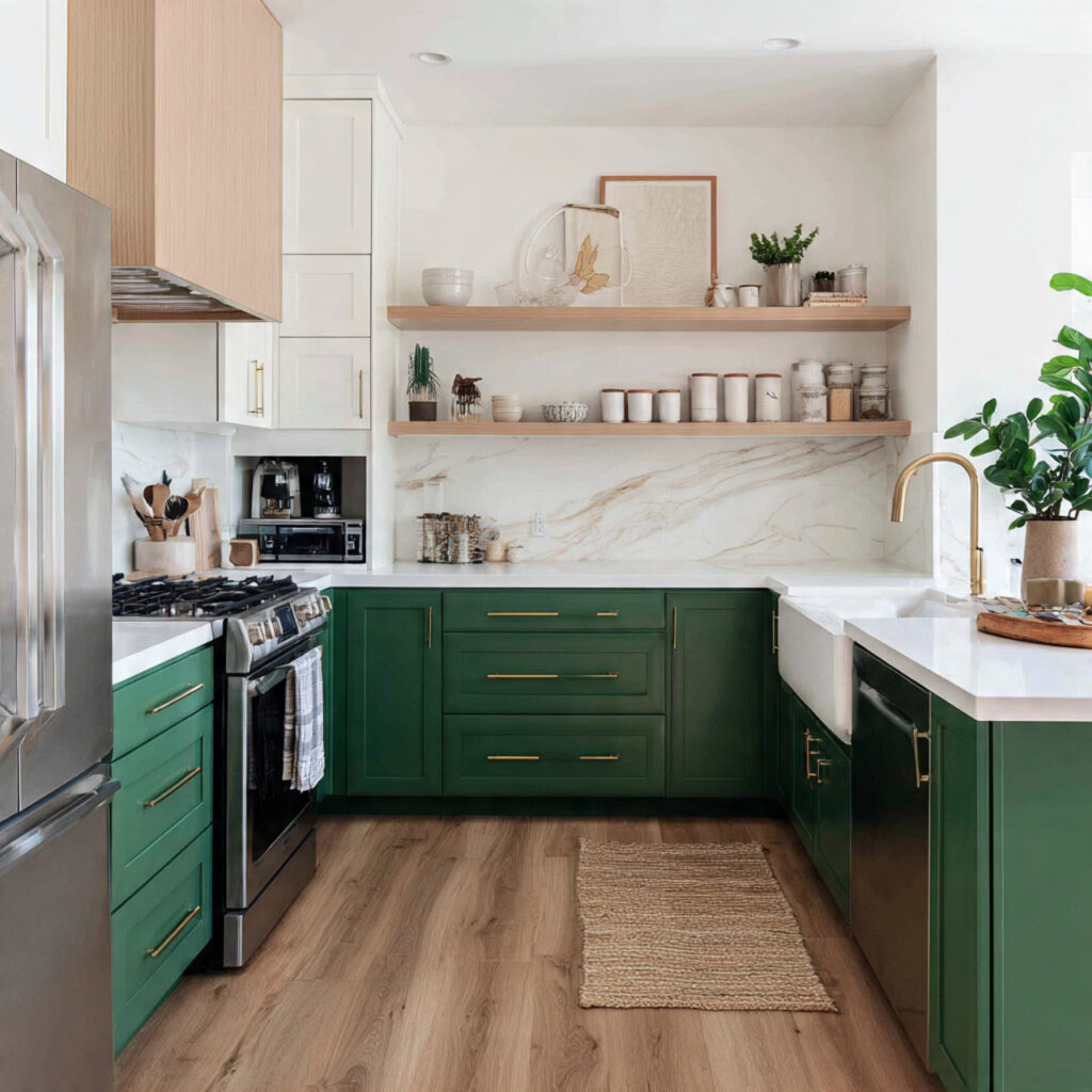 Two-Tone Green Kitchen Idea