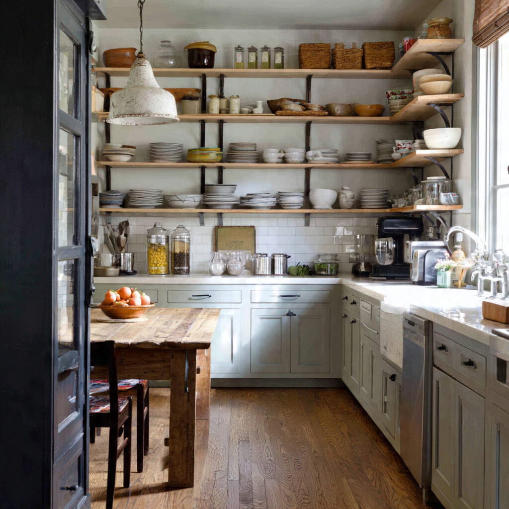 27 Vintage Kitchen Ideas 2026 Ideas Full of Classic Charm 10 Vintage Open Shelving Kitchen Ideas