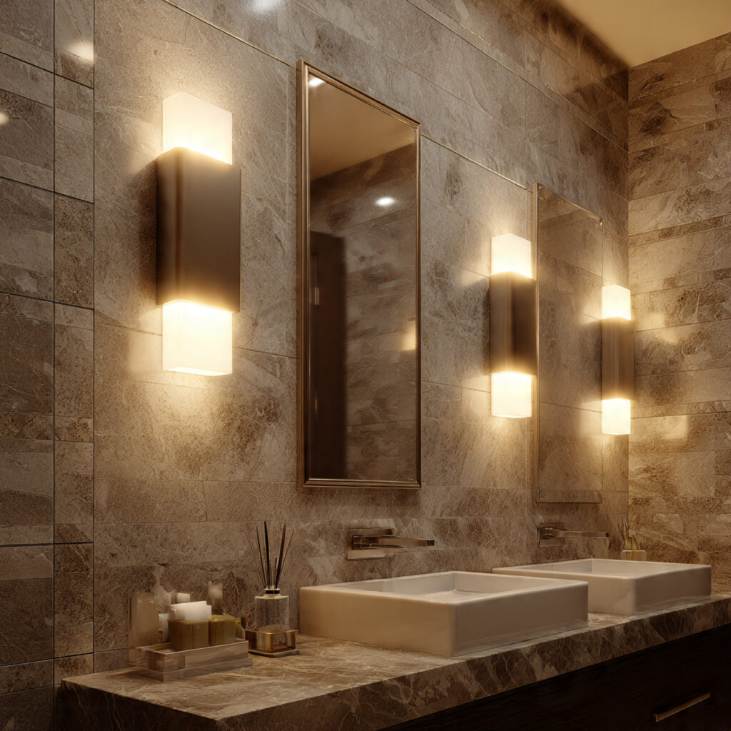 Creative lighting bathroom wall decor ideas