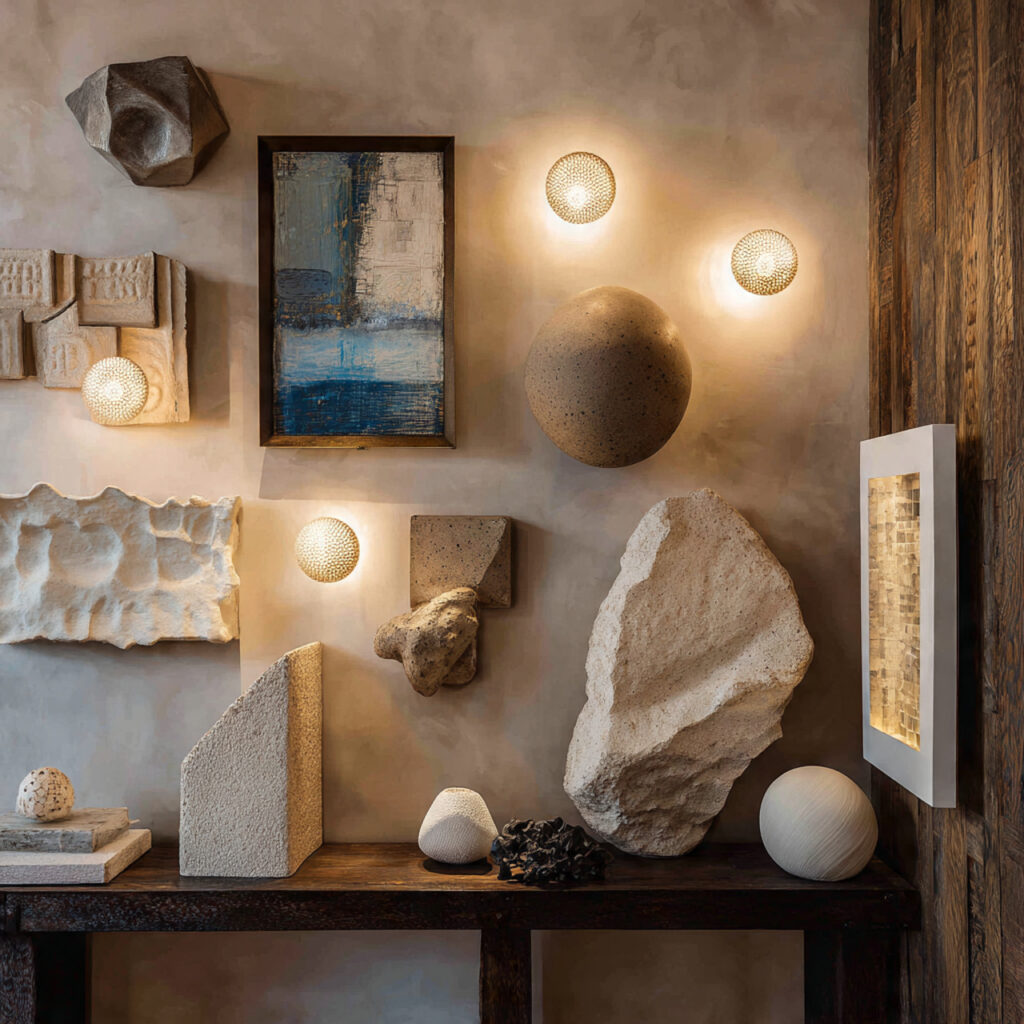 Sculptural bathroom wall decor ideas