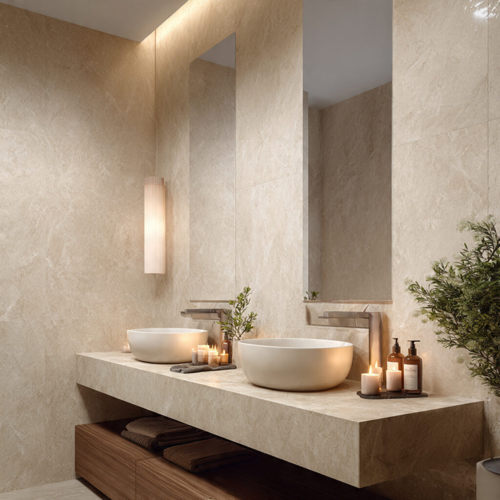 Neutral tone bathroom wall decor ideas