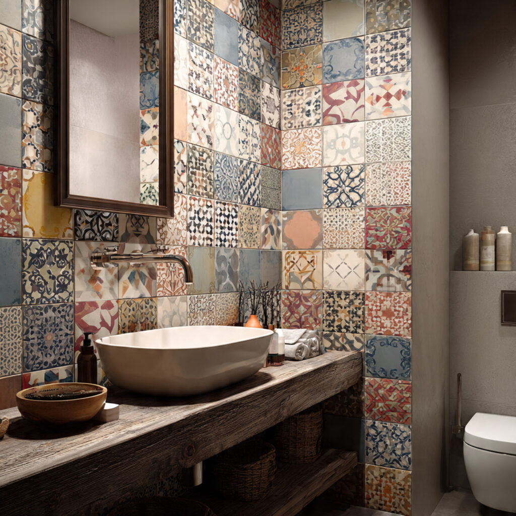 Artistic tile bathroom wall decor ideas