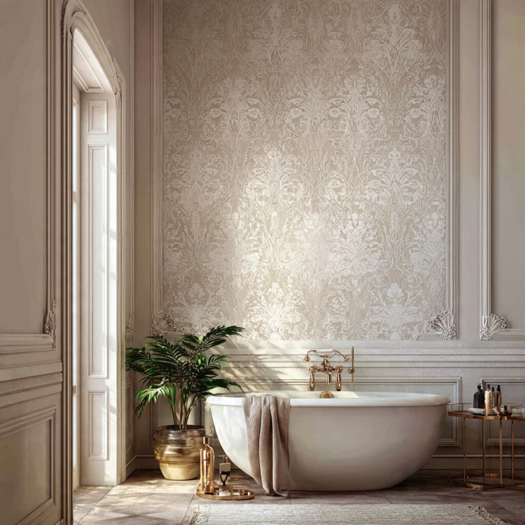 Elegant wallpaper bathroom wall decor ideas
