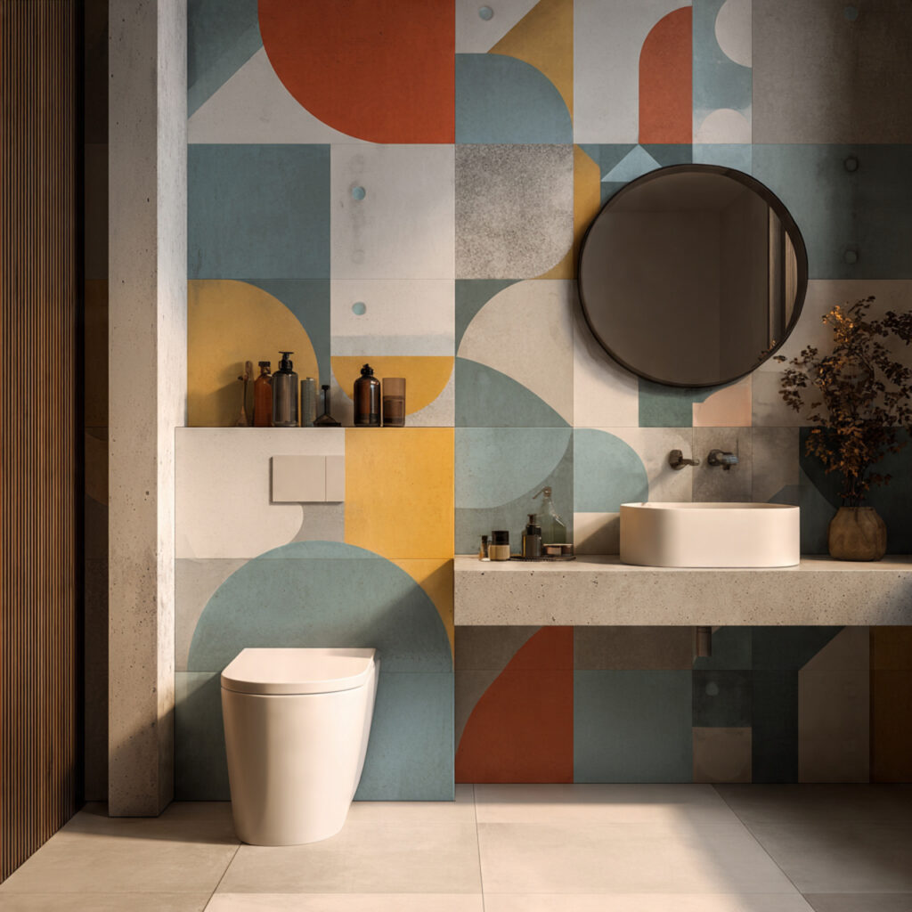 Geometric bathroom wall decor ideas