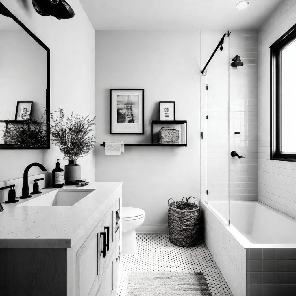 Black and White Bathroom Ideas with Clean Lines