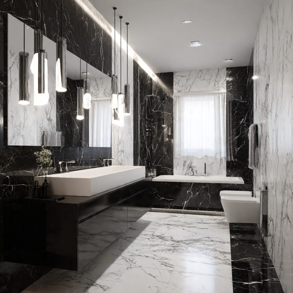 Marble Black and White Bathroom Ideas