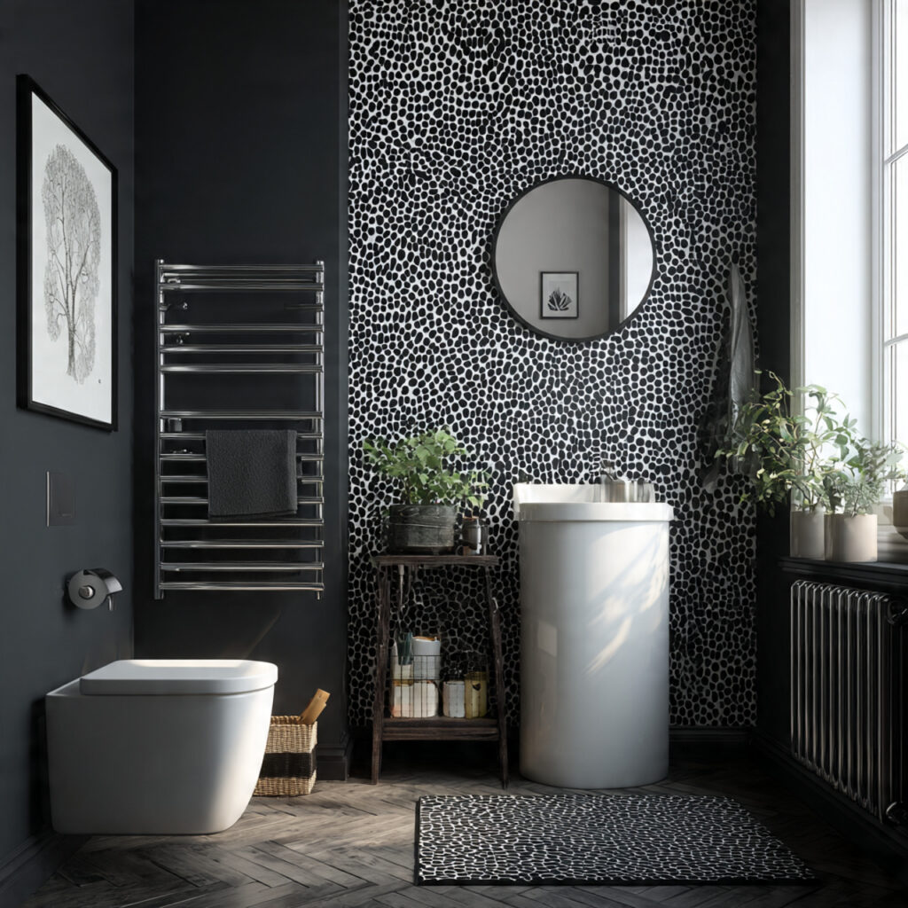 Black and White Bathroom Ideas with Statement Walls