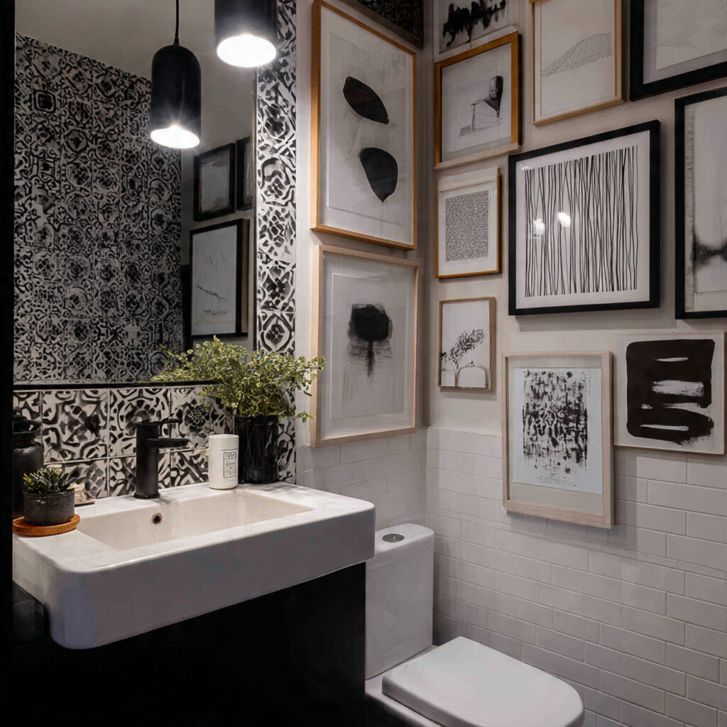 Black and White Bathroom Ideas with Artistic Touches