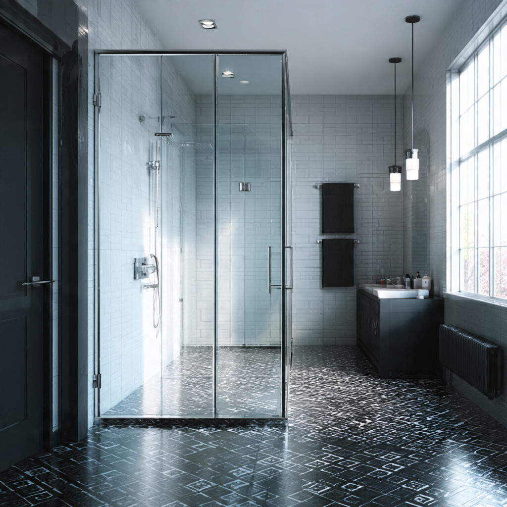Black and White Bathroom Ideas with Glass Showers