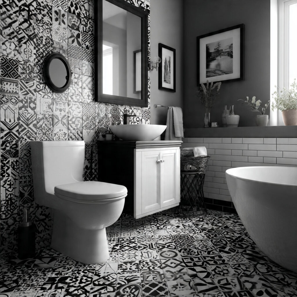 Black and White Tile Pattern Bathroom Ideas