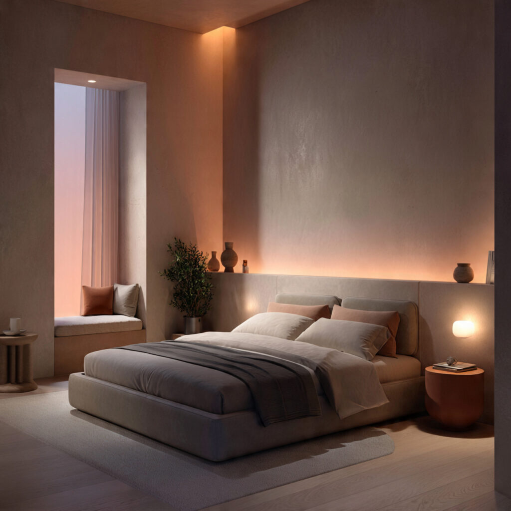 Calm mood bedroom lighting ideas