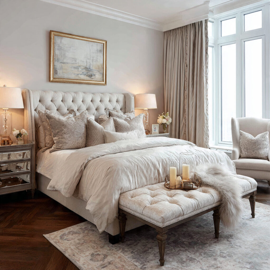 Tufted bedroom bench ideas