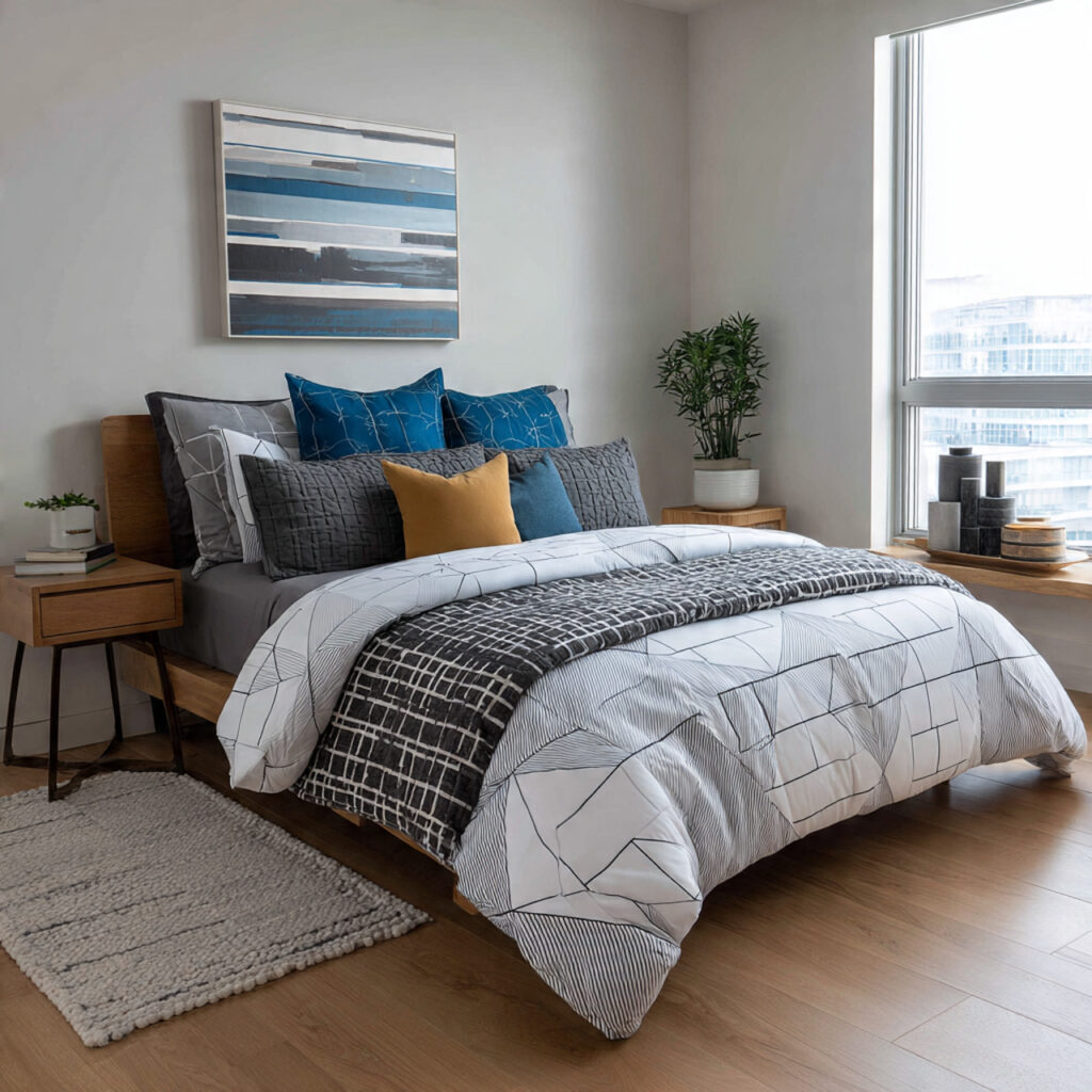 Geometric pattern bedroom set ideas