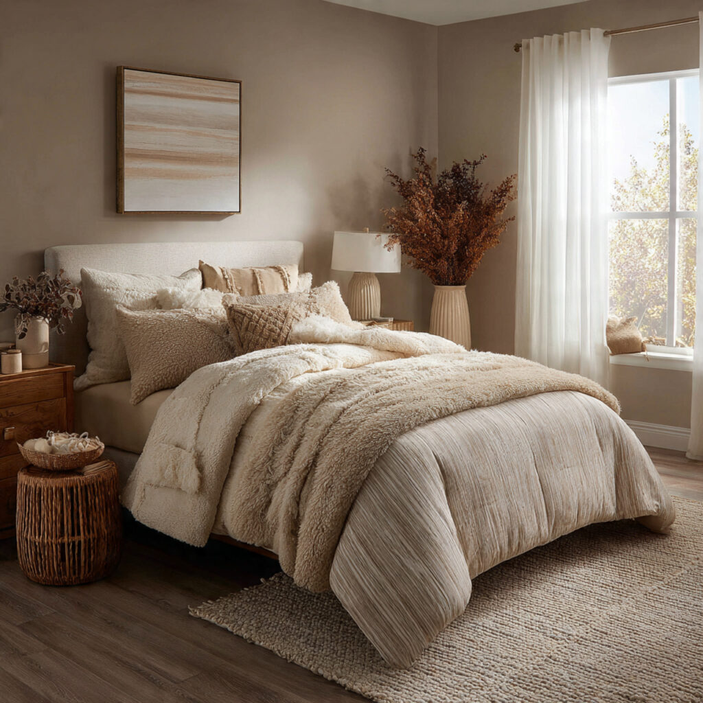 Neutral tone queen comforter ideas