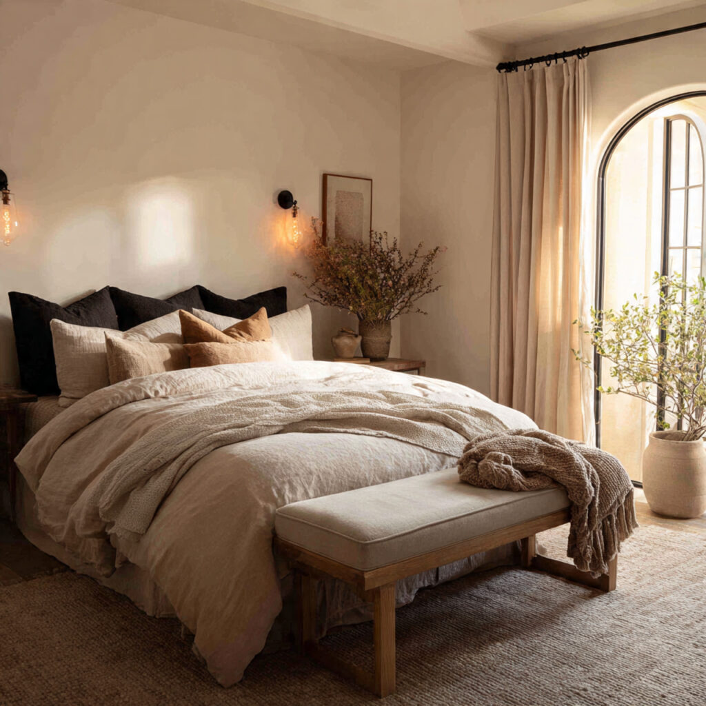 Upholstered bedroom bench ideas