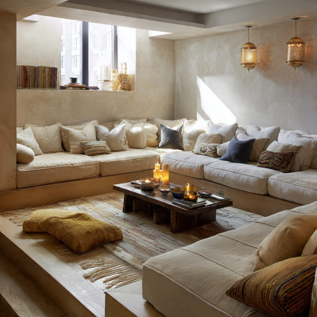Cozy Sunken Living Room Ideas with Soft Seating