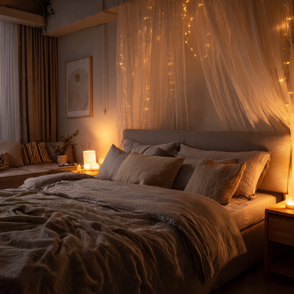 Soft lighting valentines bedroom ideas