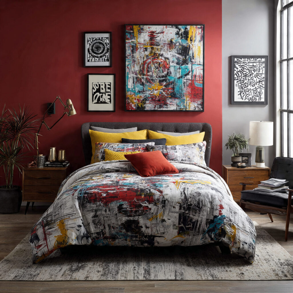 Artistic print queen comforter ideas