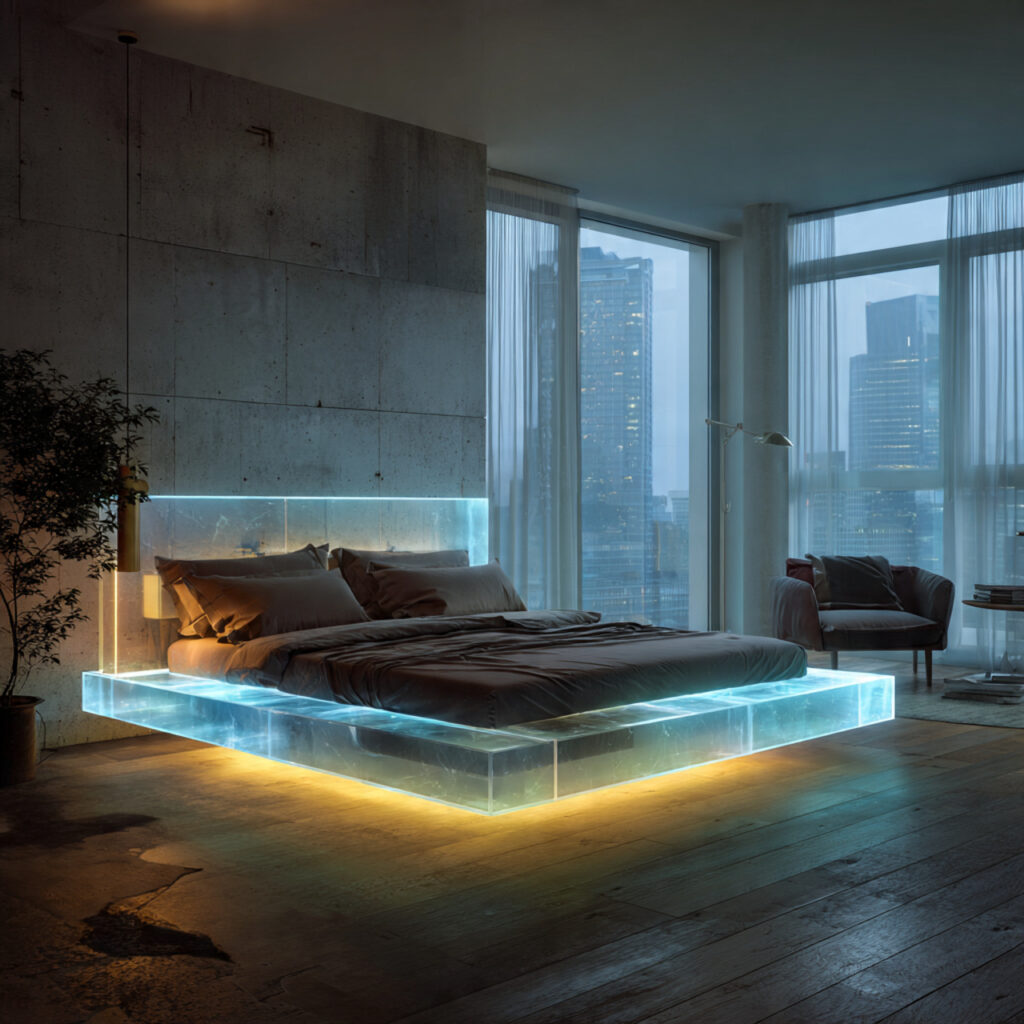 Floating Bio-Acetate Bed Frames