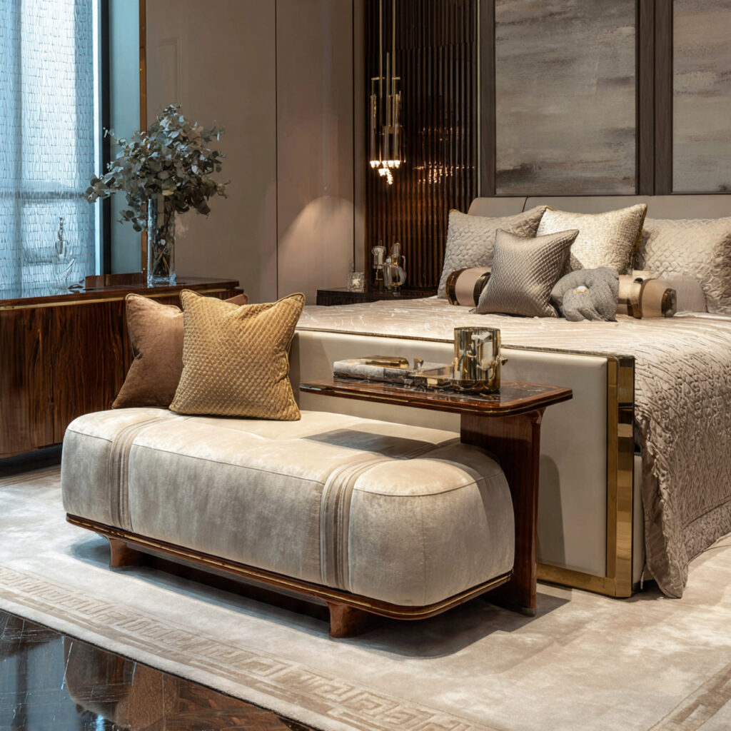 High-end designer bedroom bench ideas