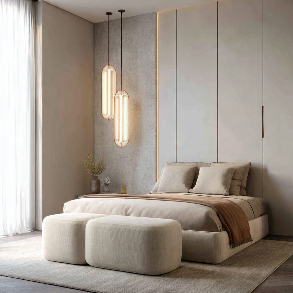 Minimal luxury bedroom bench ideas