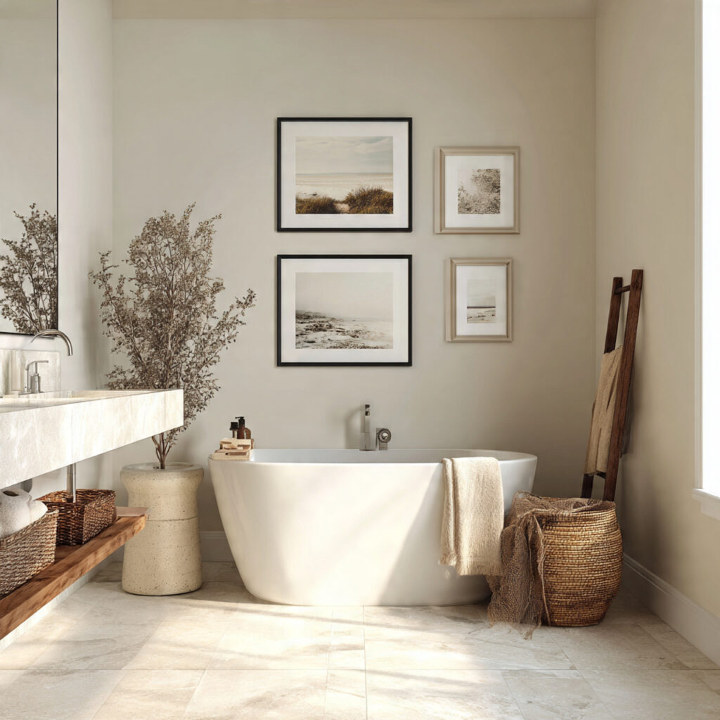 Modern minimalist bathroom wall art ideas
