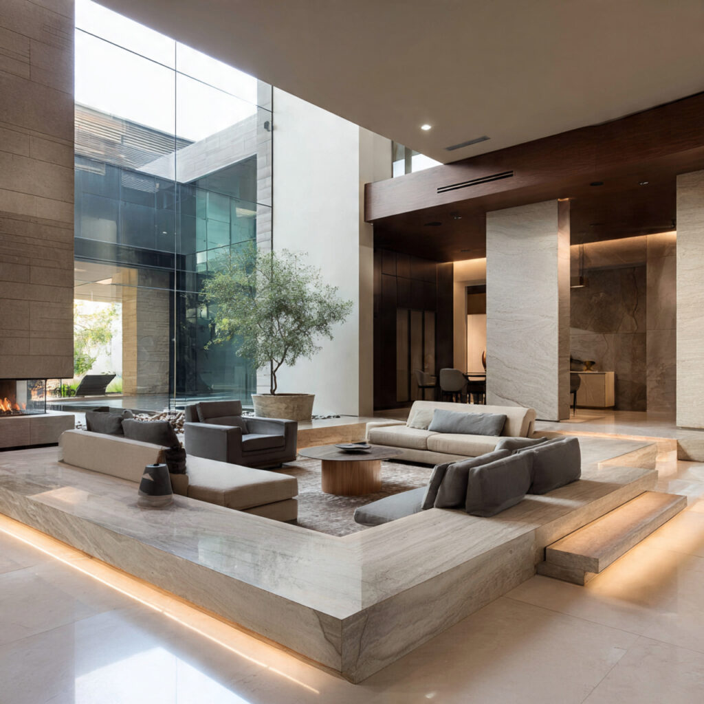 Modern Sunken Living Room Ideas with Clean Lines