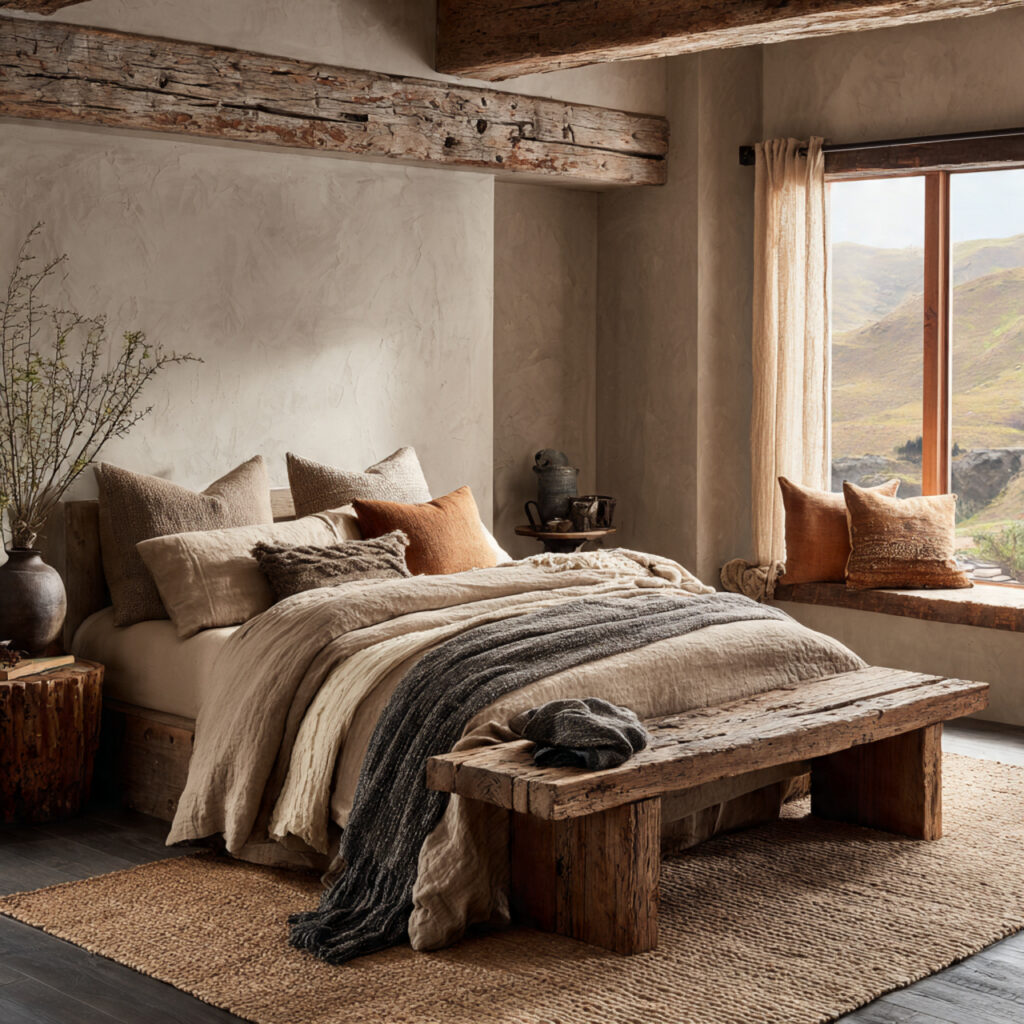 Rustic bedroom bench ideas