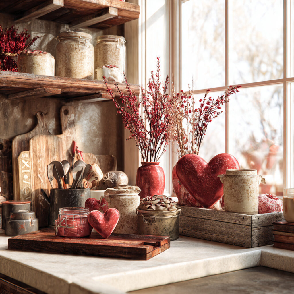 Rustic Valentine Kitchen Display Ideas