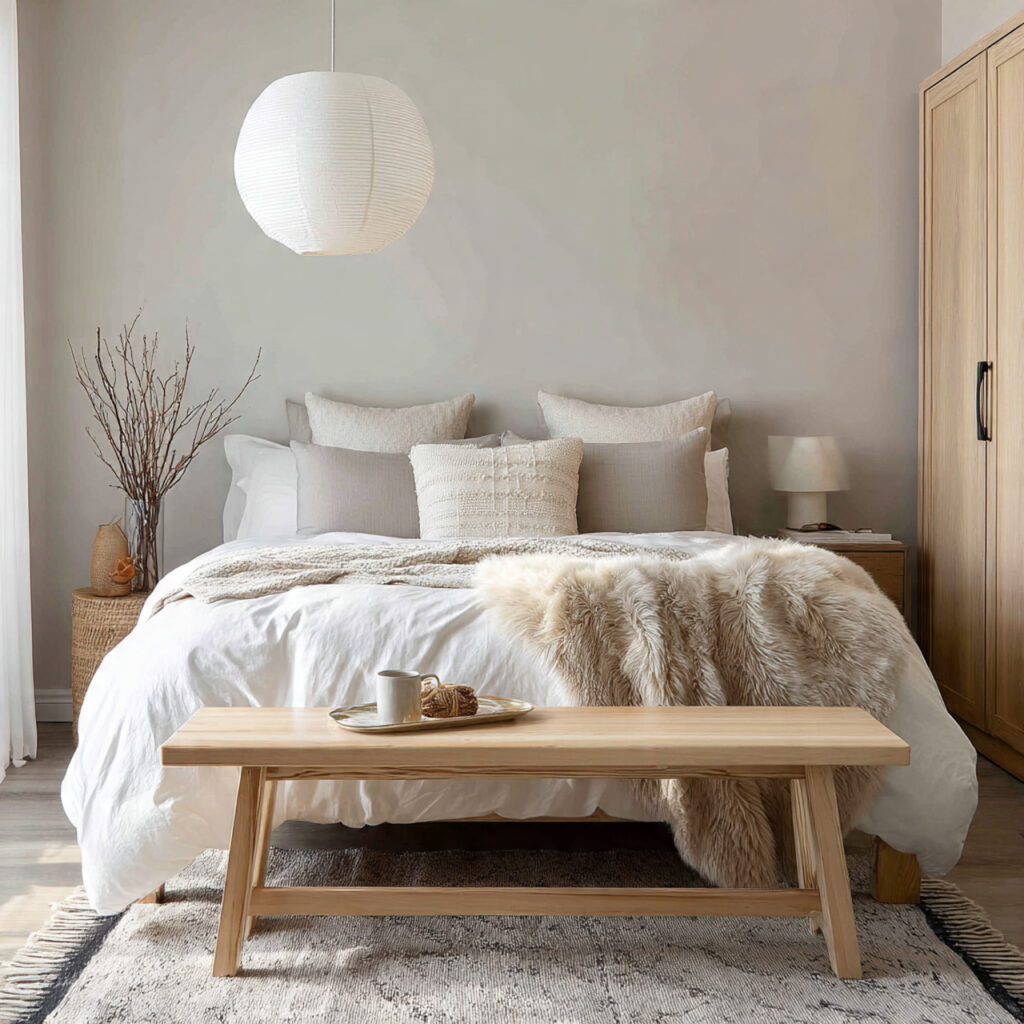 Scandinavian bedroom bench ideas