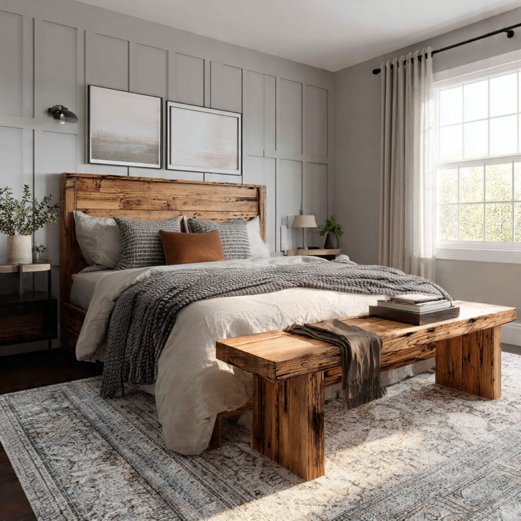 Wooden bedroom bench ideas