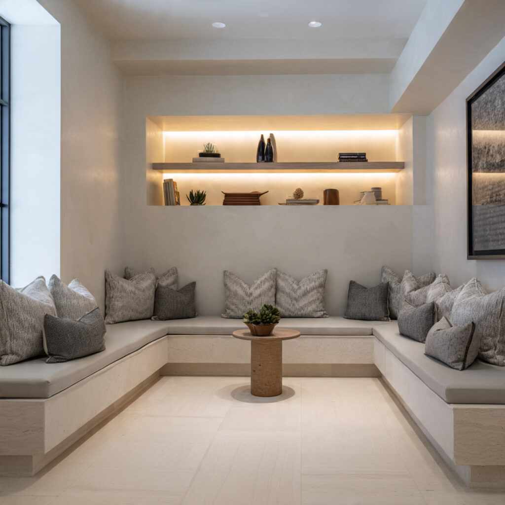 Sunken Living Room Ideas with Built-In Seating