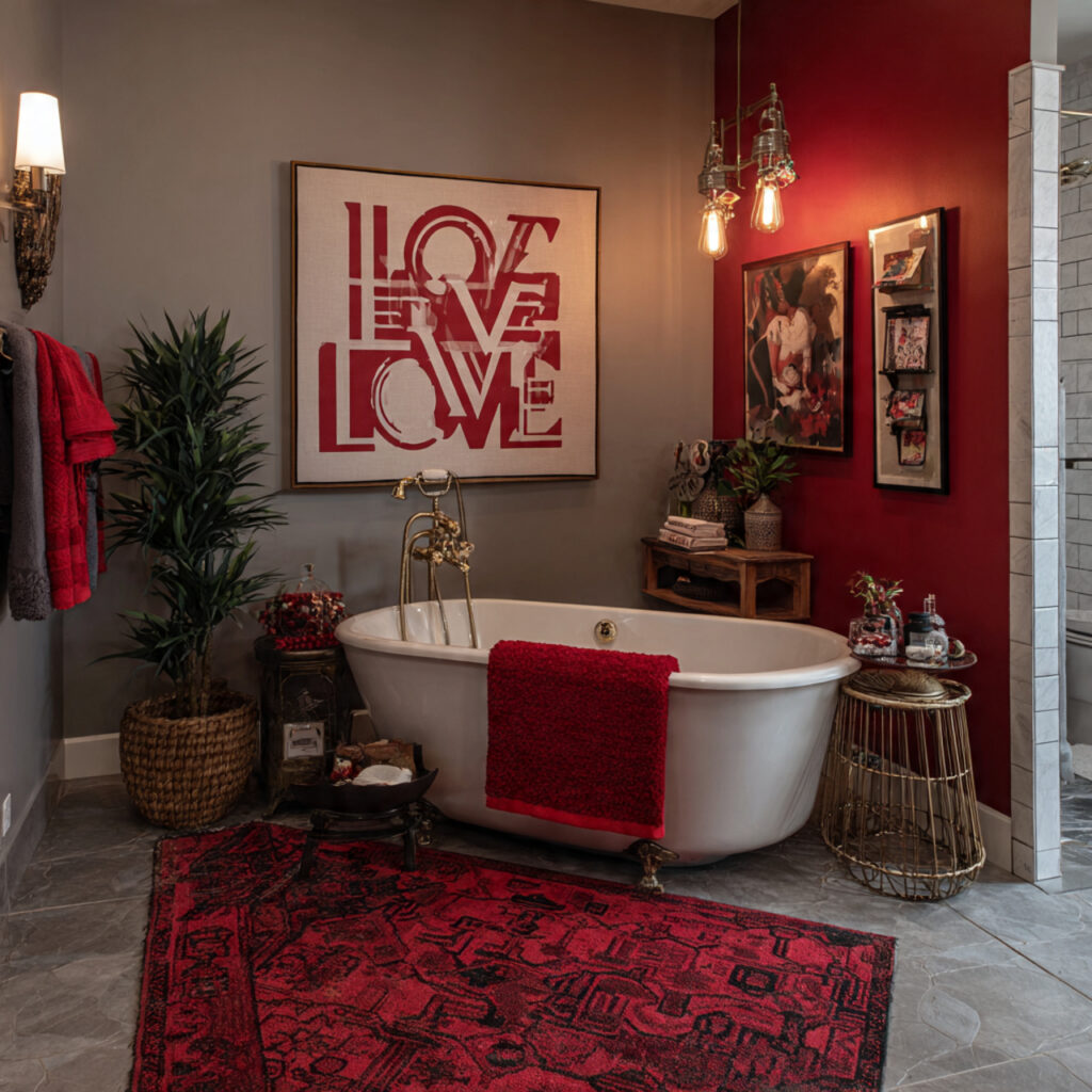 Valentines bathroom wall art ideas