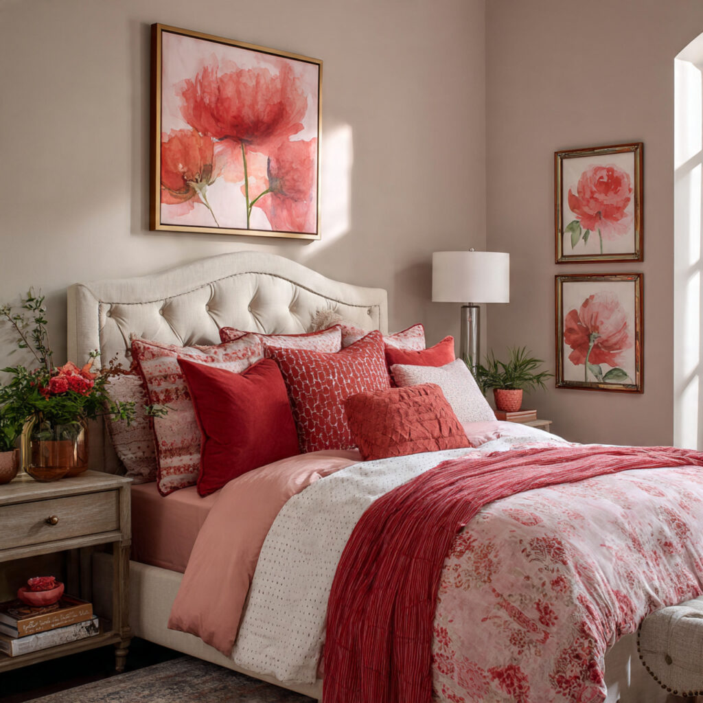 Pink and red bedroom decor ideas