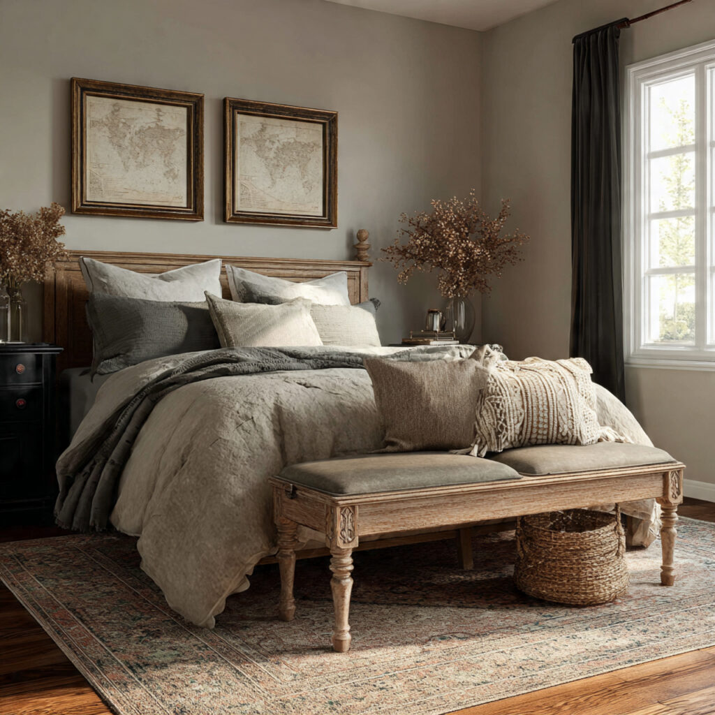 Vintage-inspired bedroom bench ideas