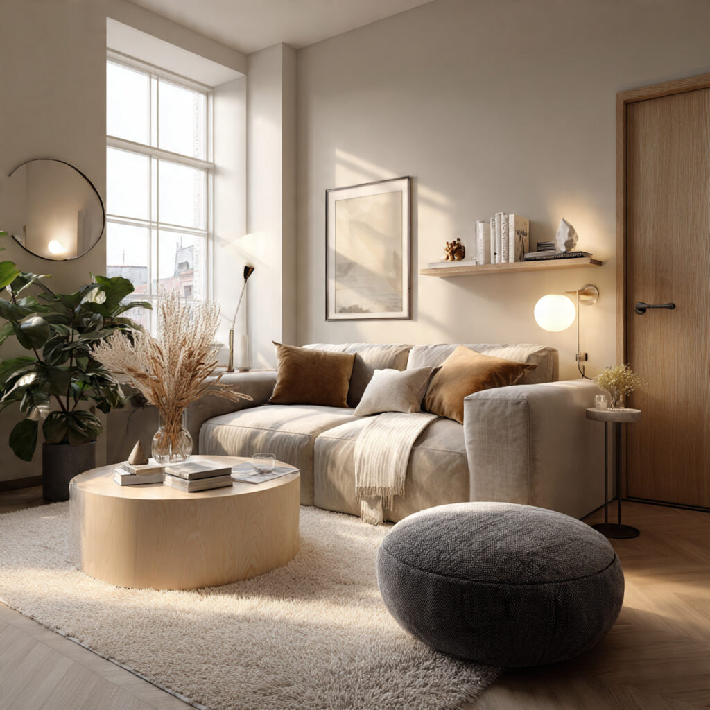 30 Small Apartment Living Room Ideas 2026 to Transform Small Spaces 23 Warm Minimal Apartment Living Room Ideas