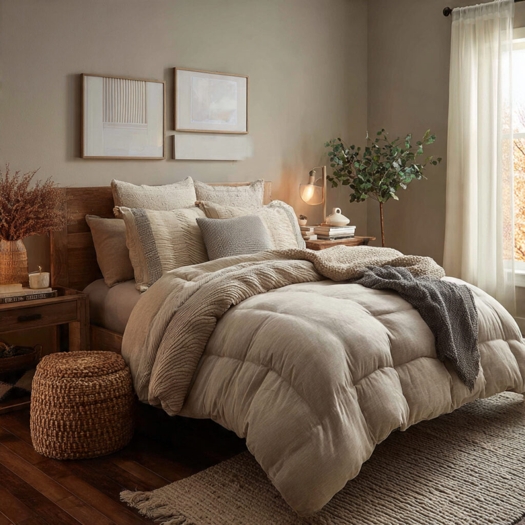 Warm neutral cozy bedroom ideas