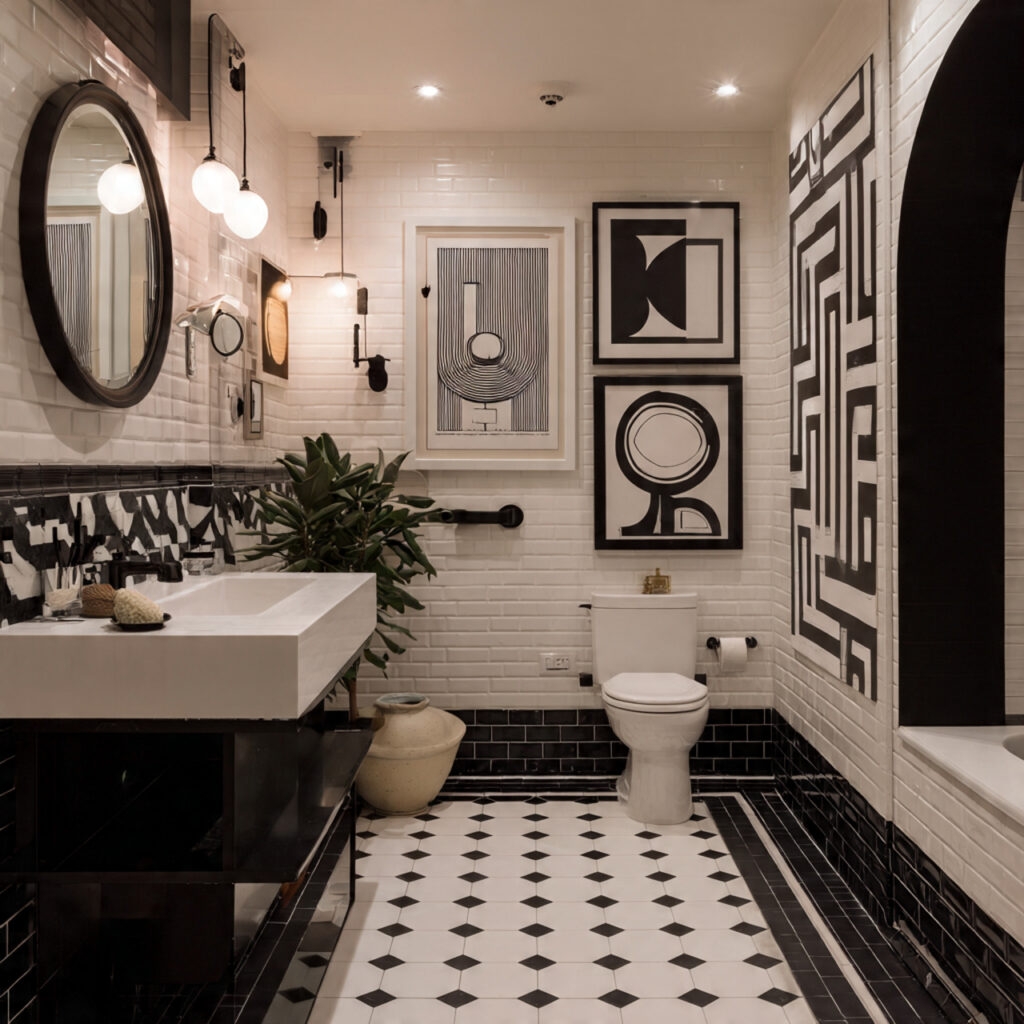 Artistic Black and White Bathroom Ideas