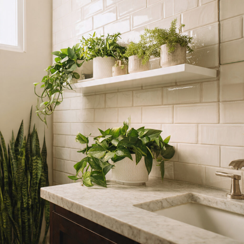 29 Fresh Spring Bathroom Decor Ideas to Try Now 8 Live Plant Arrangement Ideas