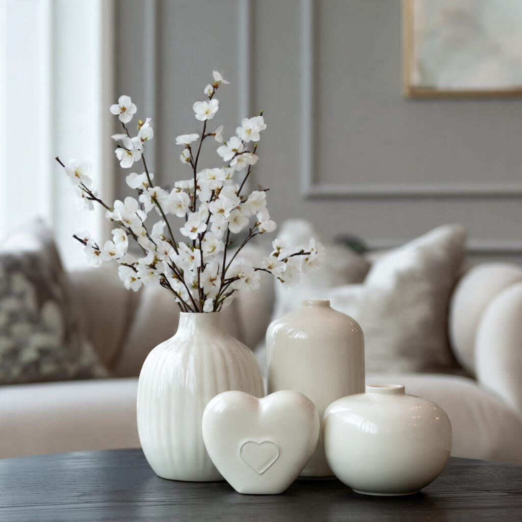 Heart Embossed Ceramic Vases