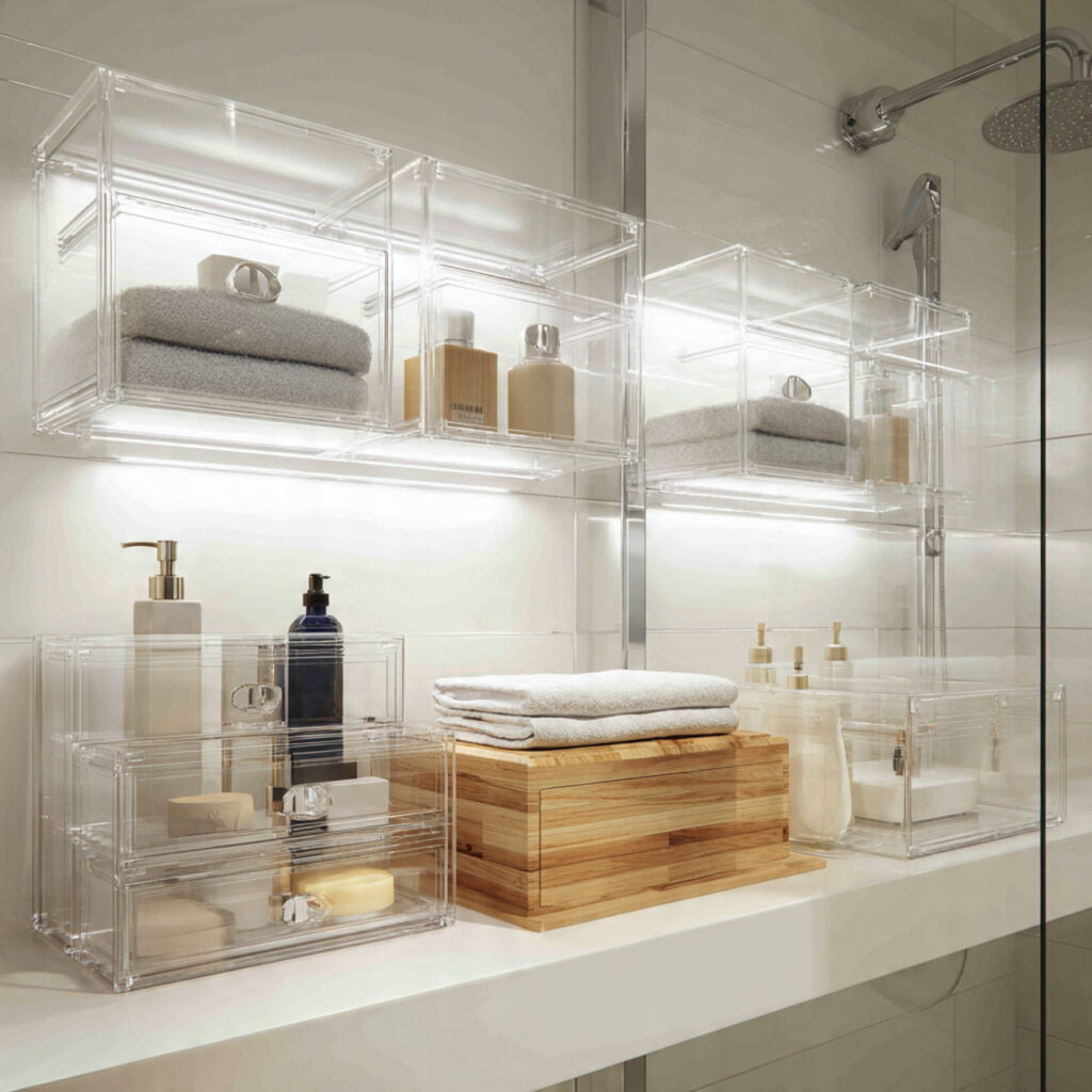 30 Bathroom Organizer Ideas 2026 That Make Small & Modern Bathrooms Shine 16 Modern Acrylic Bathroom Organizer Ideas