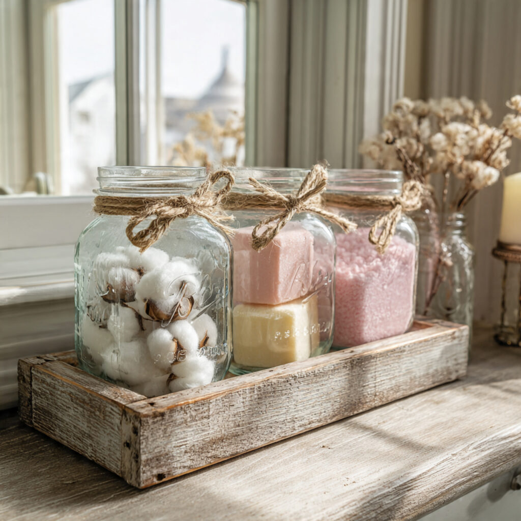 29 Fresh Spring Bathroom Decor Ideas to Try Now 7 Mason Jar Organizer Ideas