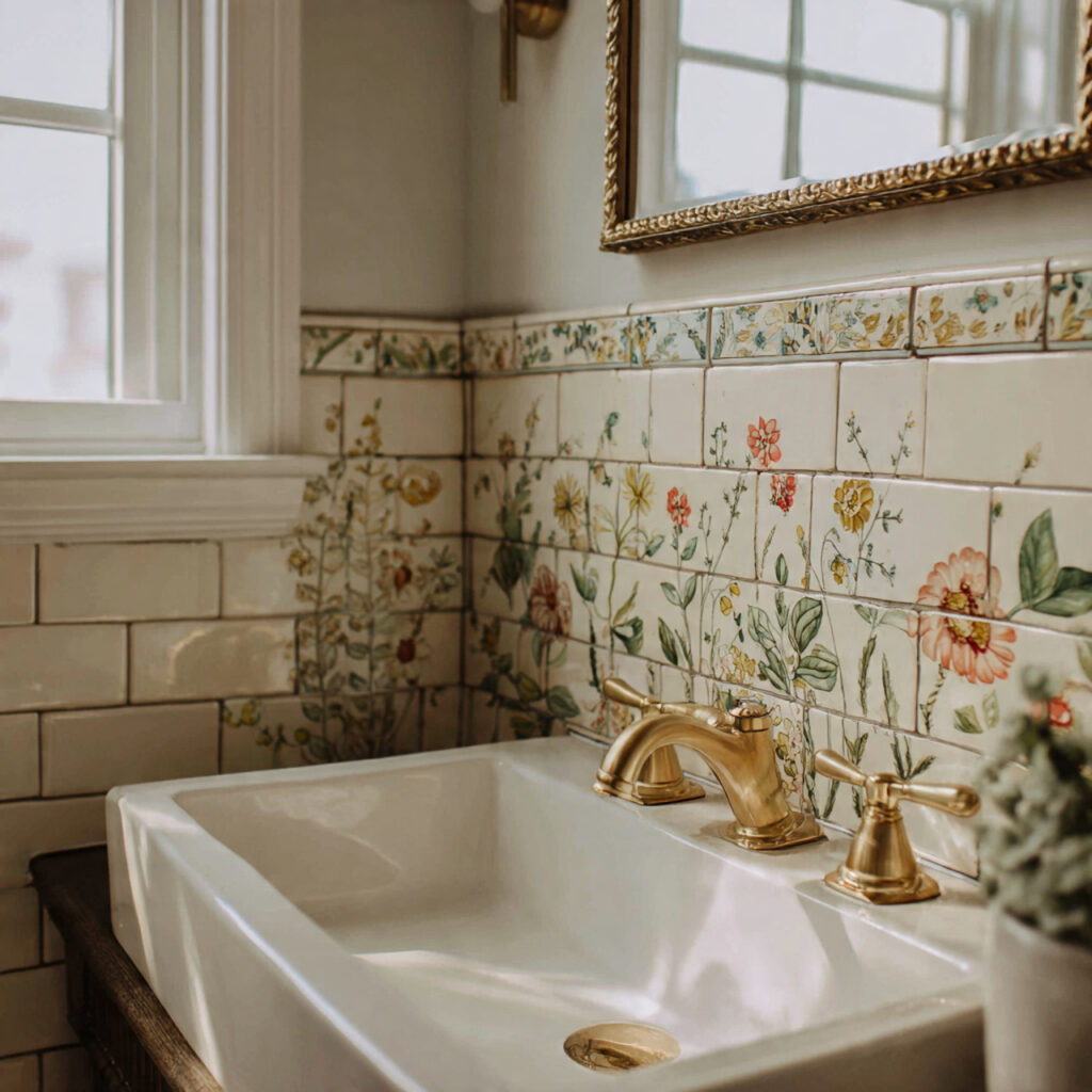 29 Fresh Spring Bathroom Decor Ideas to Try Now 21 Hand Painted Tile Accent Ideas