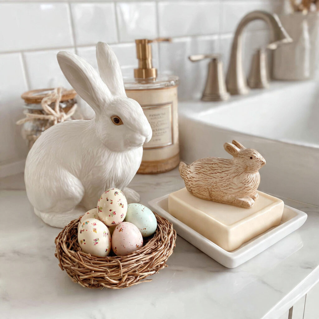 29 Fresh Spring Bathroom Decor Ideas to Try Now 10 Easter Bunny Accent Ideas