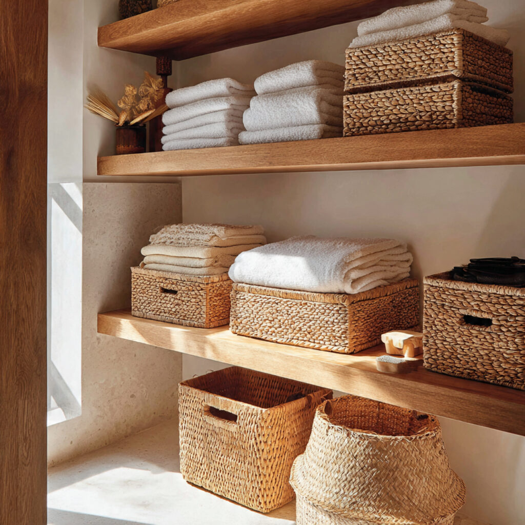 29 Fresh Spring Bathroom Decor Ideas to Try Now 4 Wicker and Rattan Storage Ideas
