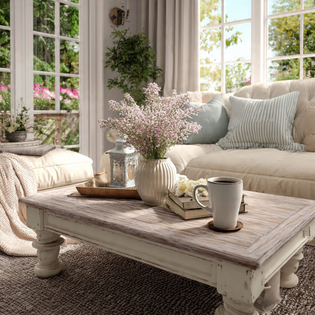 Spring Coffee Table Decor Ideas That Feel Light, Airy, and Beautiful 10 Cottage Style Coffee Table Decor Ideas