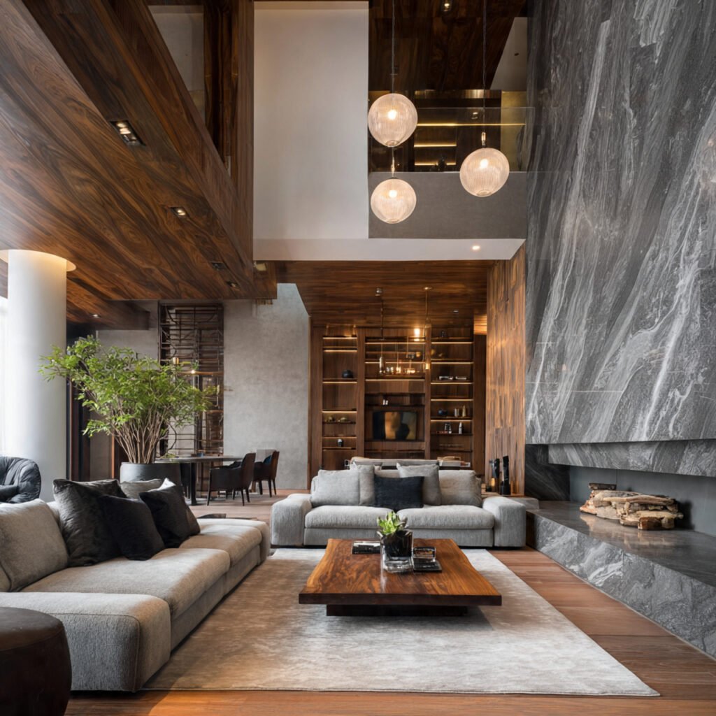 Mixed-Material Living Room Makeover Ideas