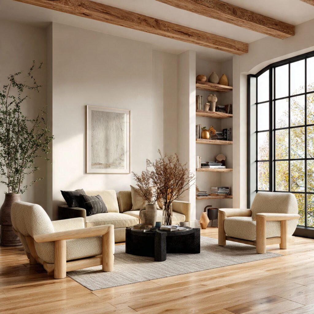Natural Wood Living Room Makeover Ideas