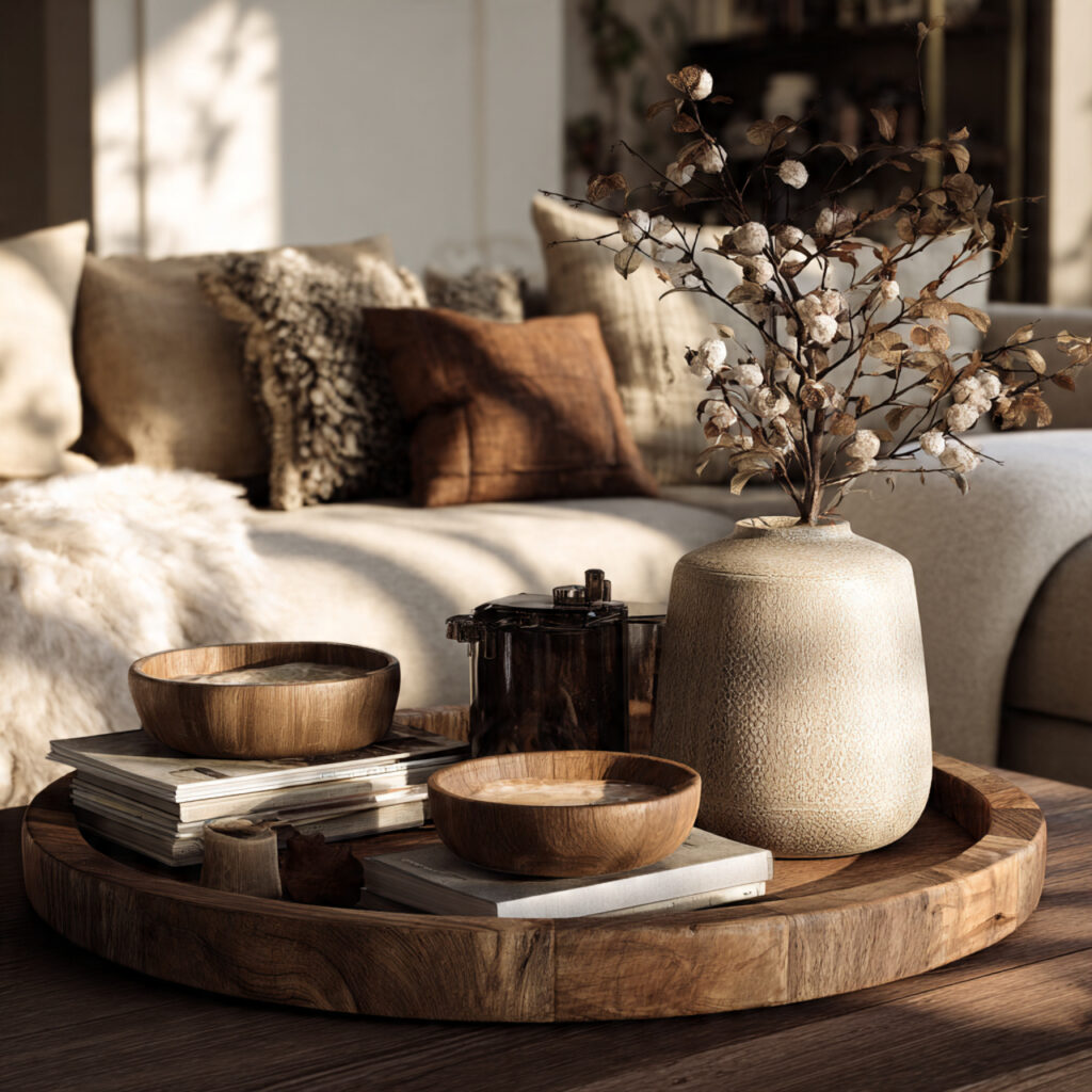 Spring Coffee Table Decor Ideas That Feel Light, Airy, and Beautiful 5 Natural Wood Coffee Table Decor Ideas