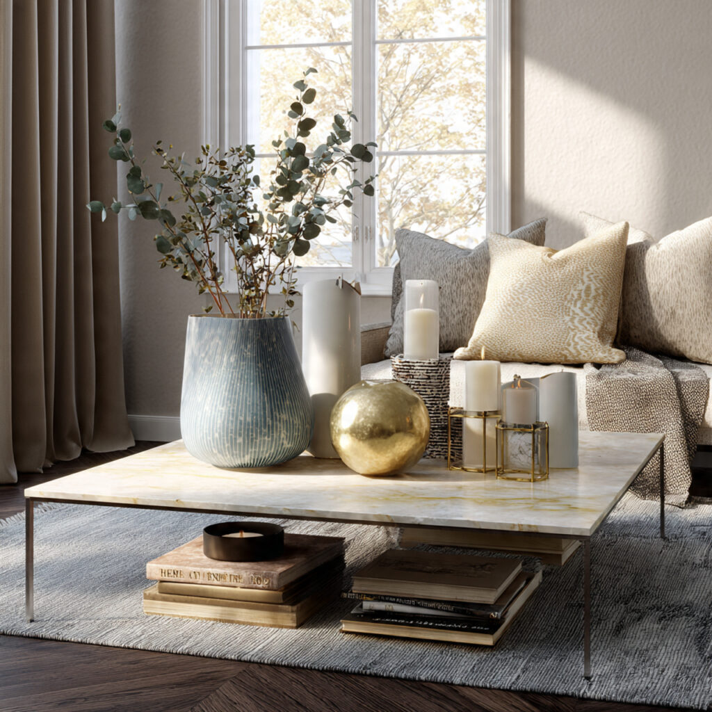 Spring Coffee Table Decor Ideas That Feel Light, Airy, and Beautiful 23 Layered Coffee Table Decor Ideas